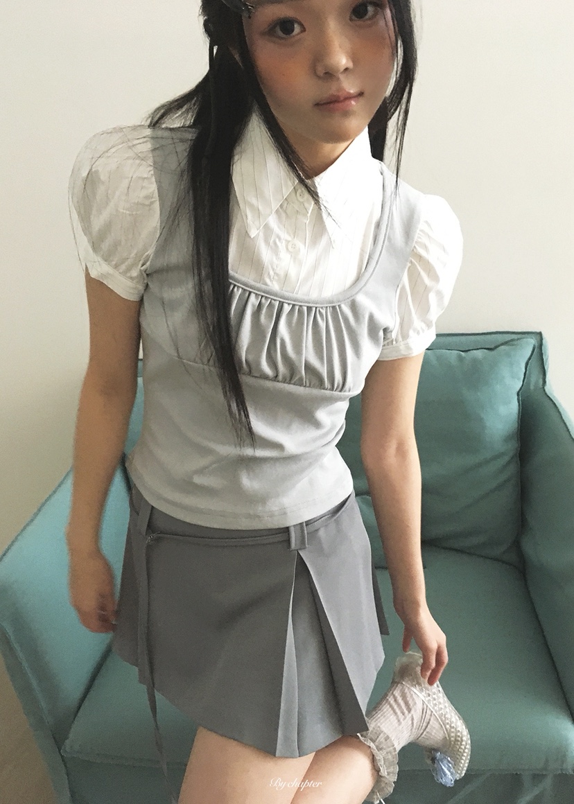 BY CHAPTER韓國東大門直郵女士新品熱賣裙褲含腰繩百褶褶裙BY Chapter裙褲