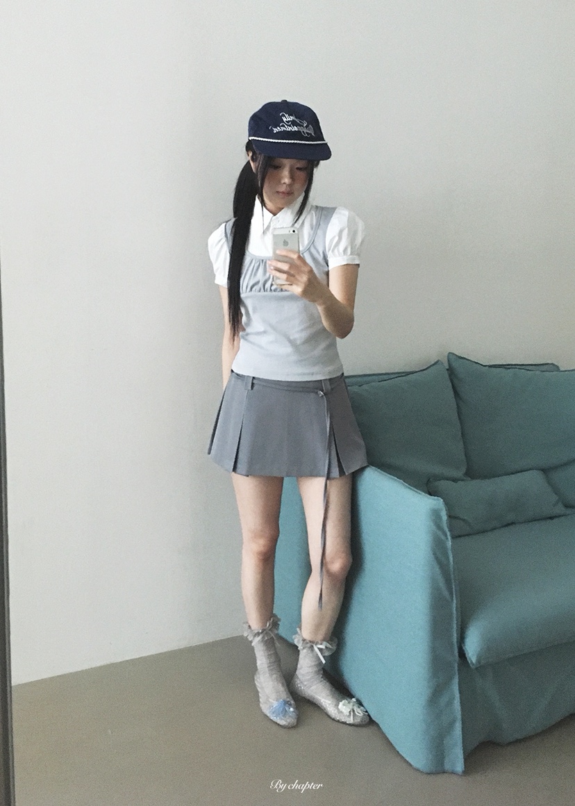 BY CHAPTER韓國東大門直郵女士新品熱賣裙褲含腰繩百褶褶裙BY Chapter裙褲
