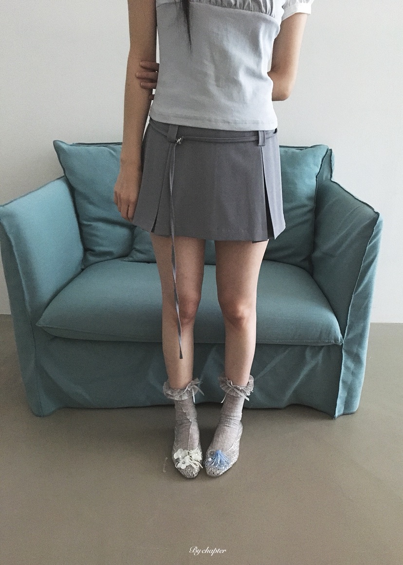 BY CHAPTER韓國東大門直郵女士新品熱賣裙褲含腰繩百褶褶裙BY Chapter裙褲圖色1