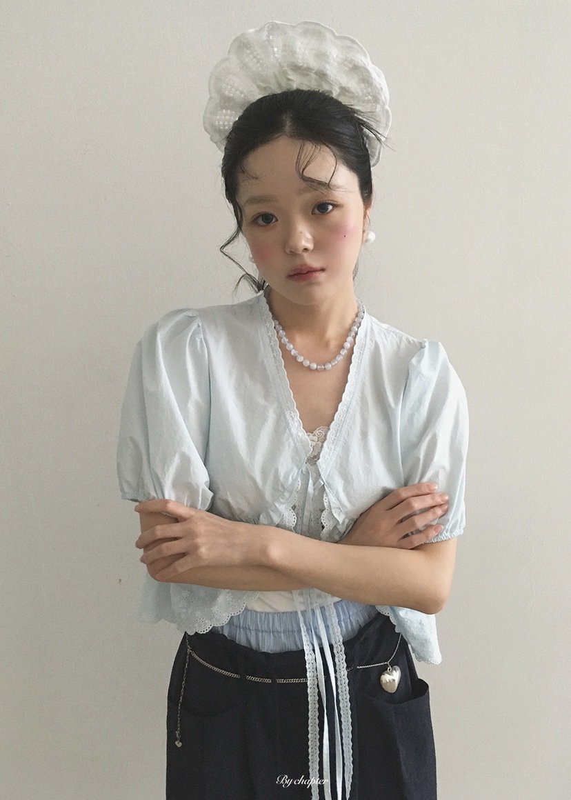 BY CHAPTER韓國東大門直郵女士新款休閑襯衫蕾絲衫不含內搭BY Chapter襯衫/蕾絲衫