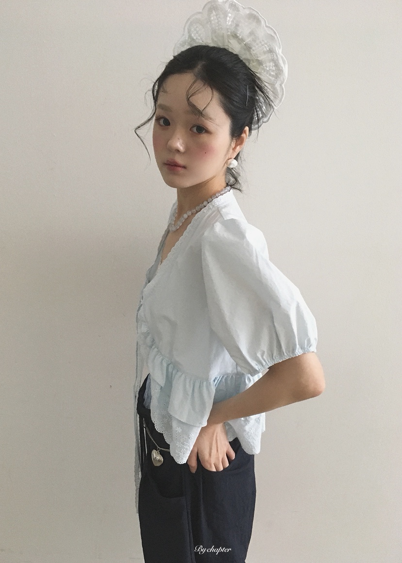 BY CHAPTER韓國東大門直郵女士新款休閑襯衫蕾絲衫不含內搭BY Chapter襯衫/蕾絲衫