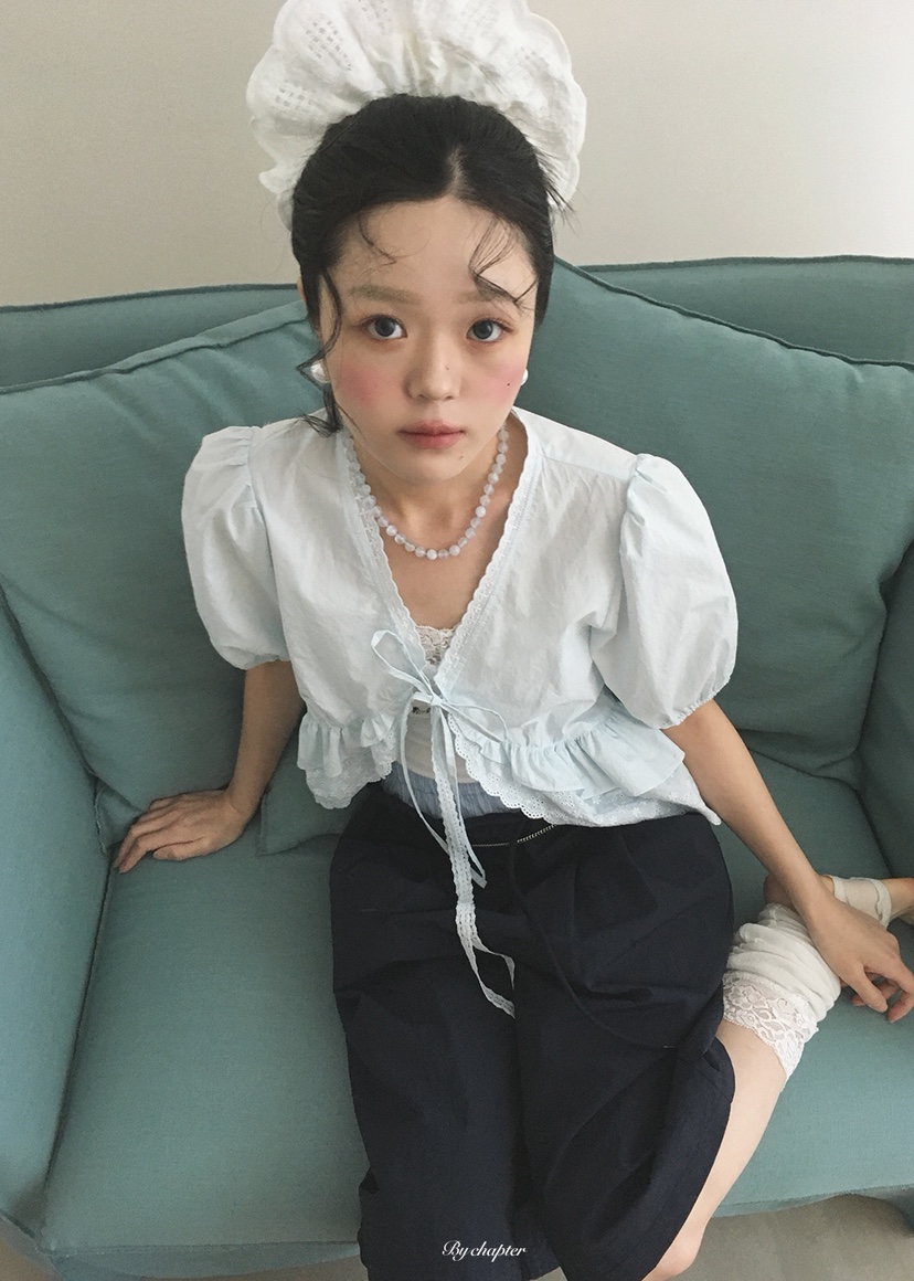 BY CHAPTER韓國東大門直郵女士新款休閑襯衫蕾絲衫不含內搭BY Chapter襯衫/蕾絲衫