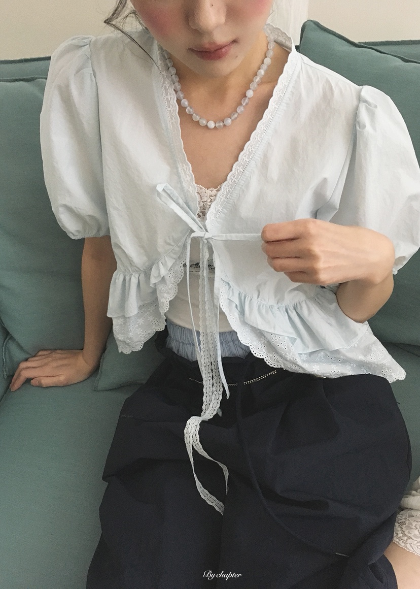BY CHAPTER韓國東大門直郵女士新款休閑襯衫蕾絲衫不含內搭BY Chapter襯衫/蕾絲衫