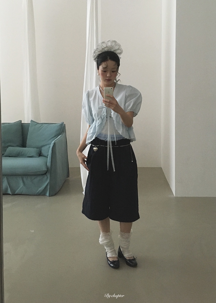BY CHAPTER韓國東大門直郵女士新款休閑襯衫蕾絲衫不含內搭BY Chapter襯衫/蕾絲衫