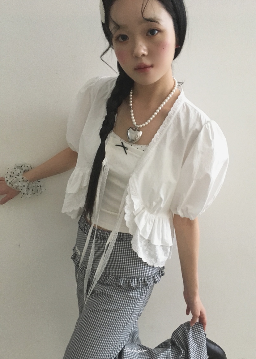 BY CHAPTER韓國東大門直郵女士新款休閑襯衫蕾絲衫不含內搭BY Chapter襯衫/蕾絲衫圖色1