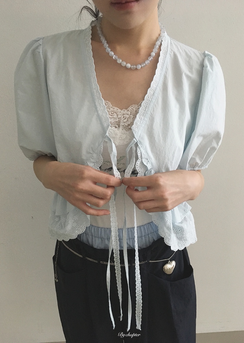 BY CHAPTER韓國東大門直郵女士新款休閑襯衫蕾絲衫不含內搭BY Chapter襯衫/蕾絲衫圖色2