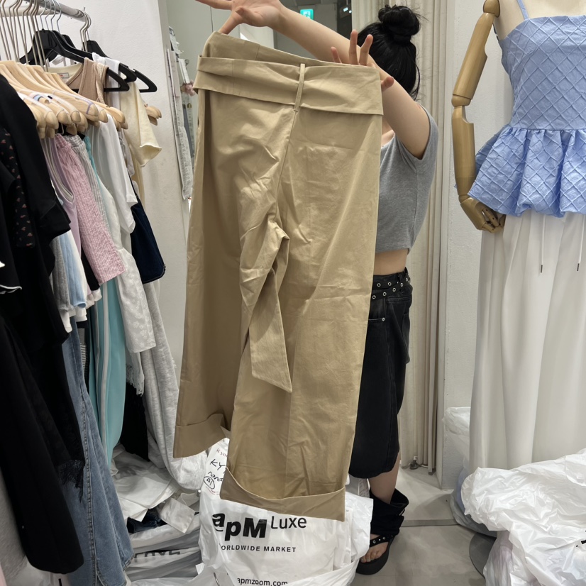 IF YOU SAY SO/PLUM-Q韓國代購女裝新品熱賣休閑褲包含腰帶系帶IF YOU SAY SO/PLUM-Q休閑褲