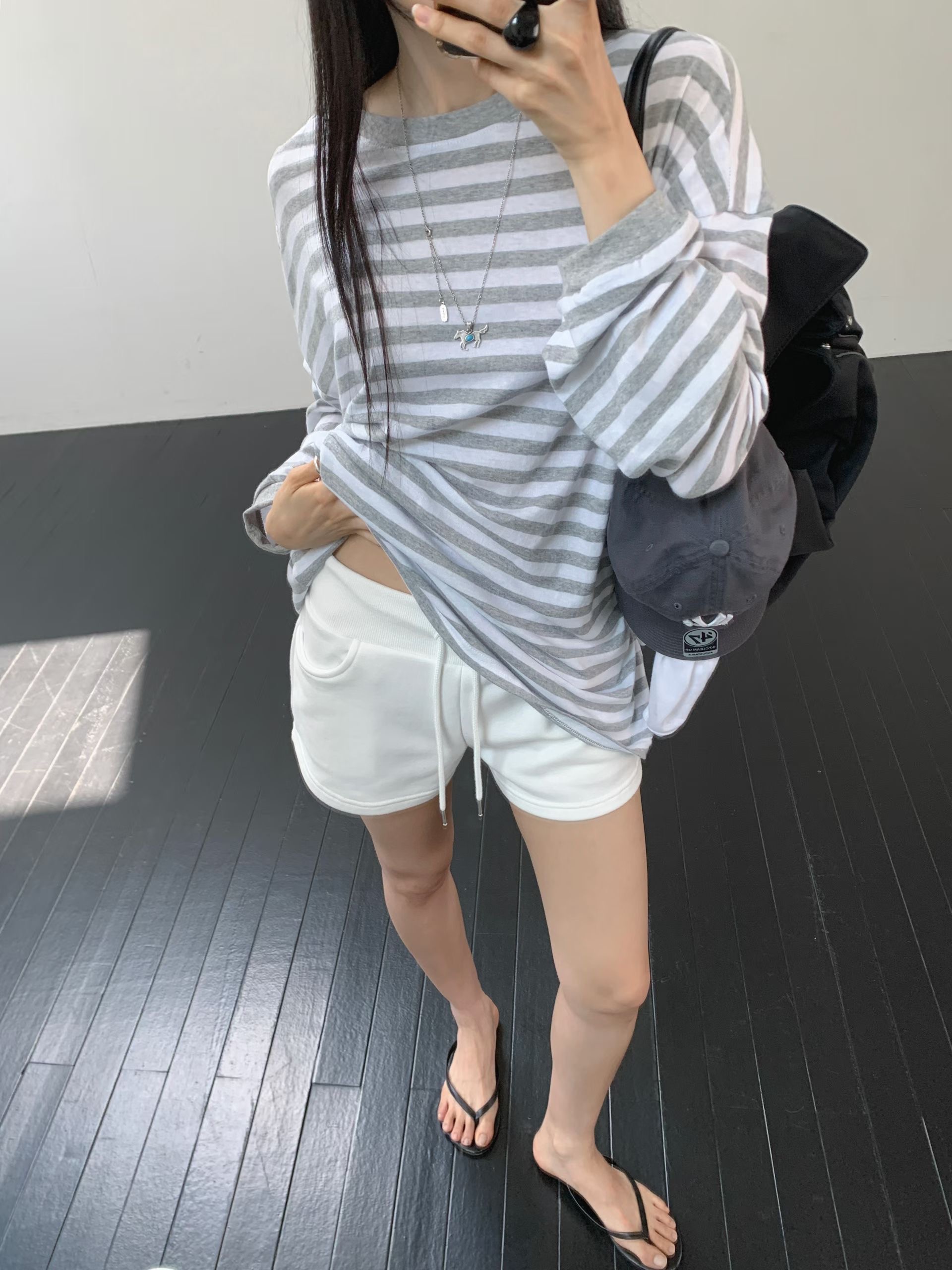 CRACKER韓國代購女裝新款熱賣人氣26夏季推薦長袖T恤紗布CRACKER_長袖T恤