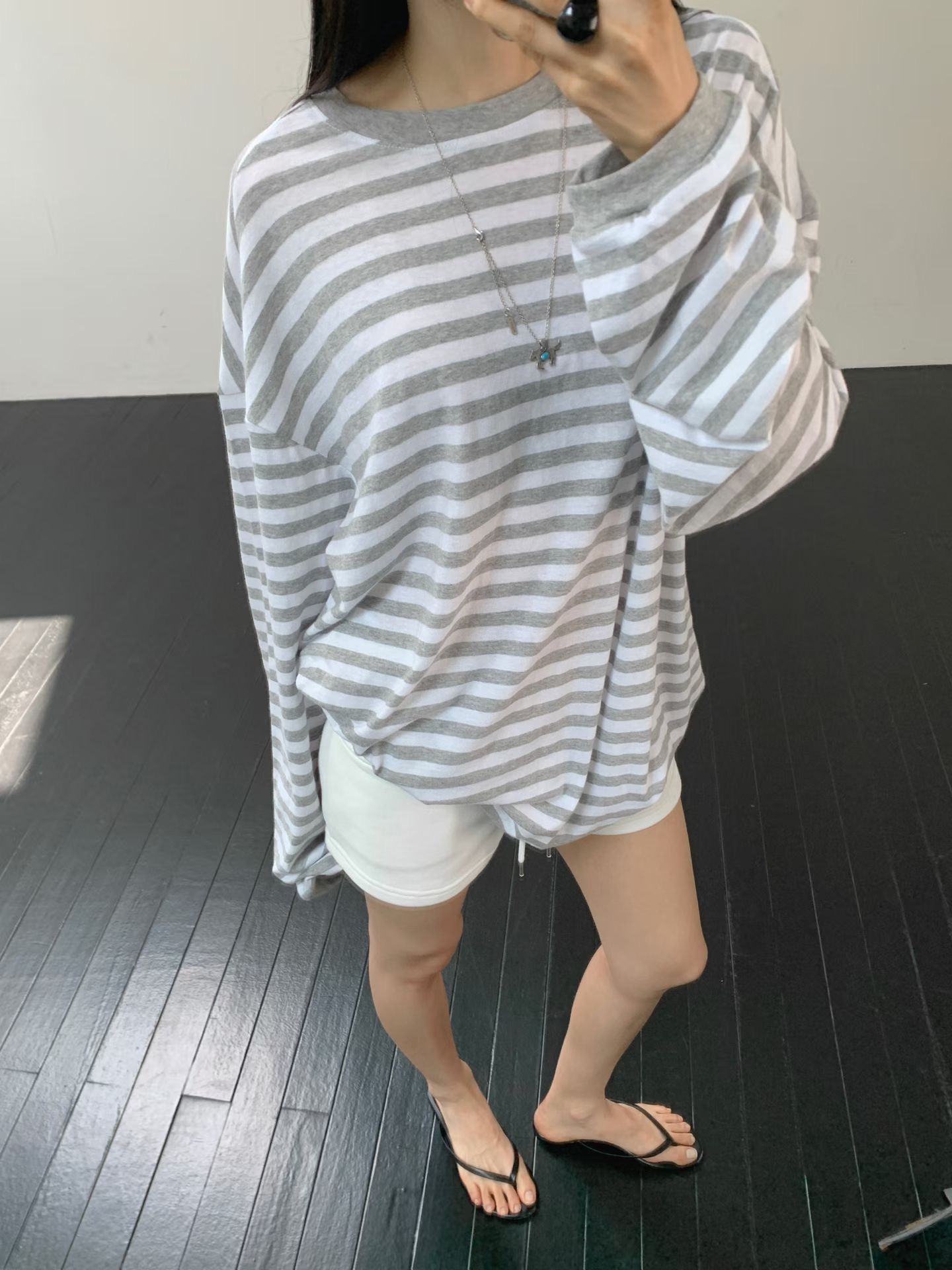 CRACKER韓國代購女裝新款熱賣人氣26夏季推薦長袖T恤紗布CRACKER_長袖T恤圖色1