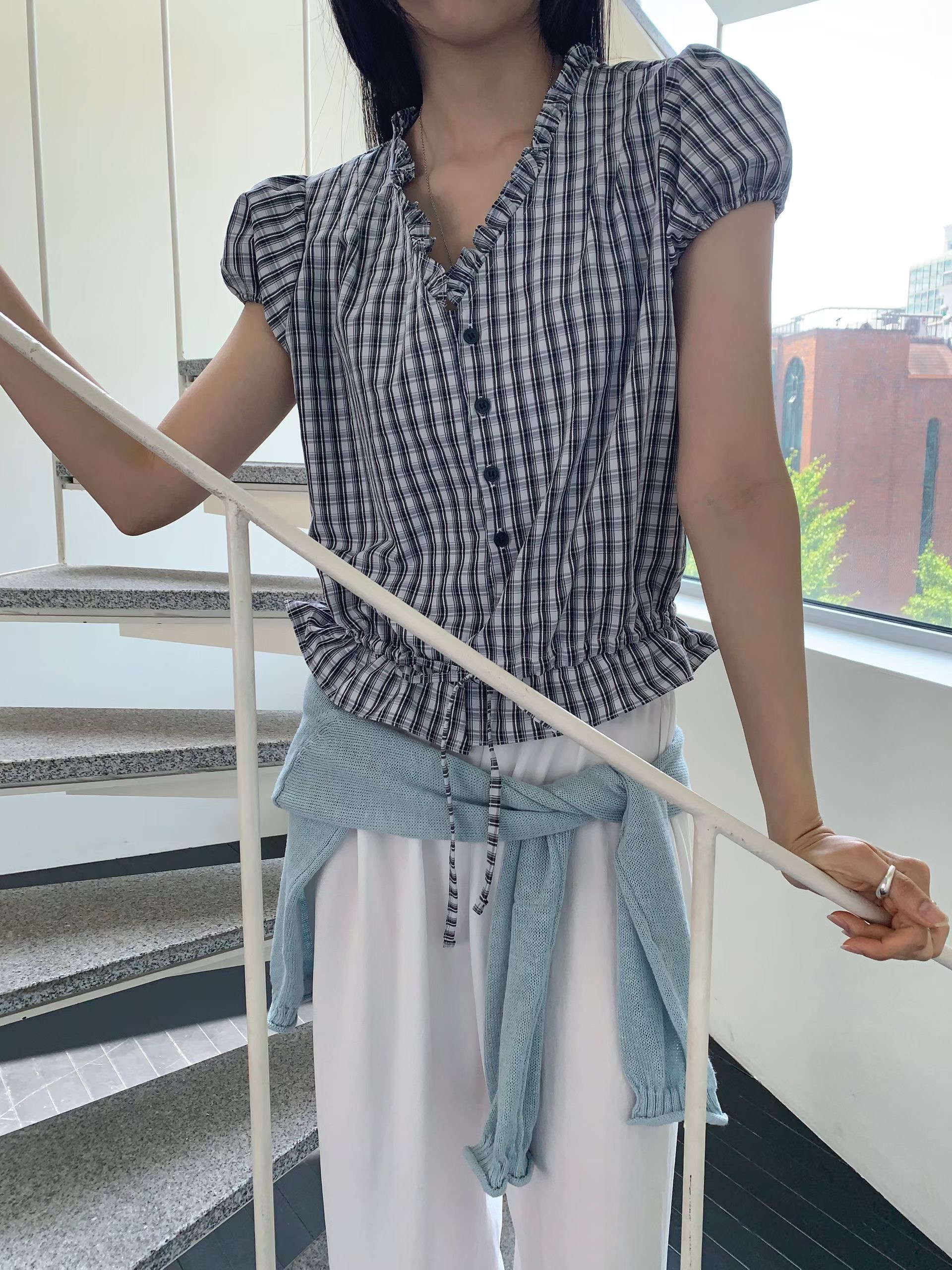 CRACKER韓國代購女士新品人氣熱賣時尚休閑推薦襯衫蕾絲衫CRACKER_襯衫/蕾絲衫