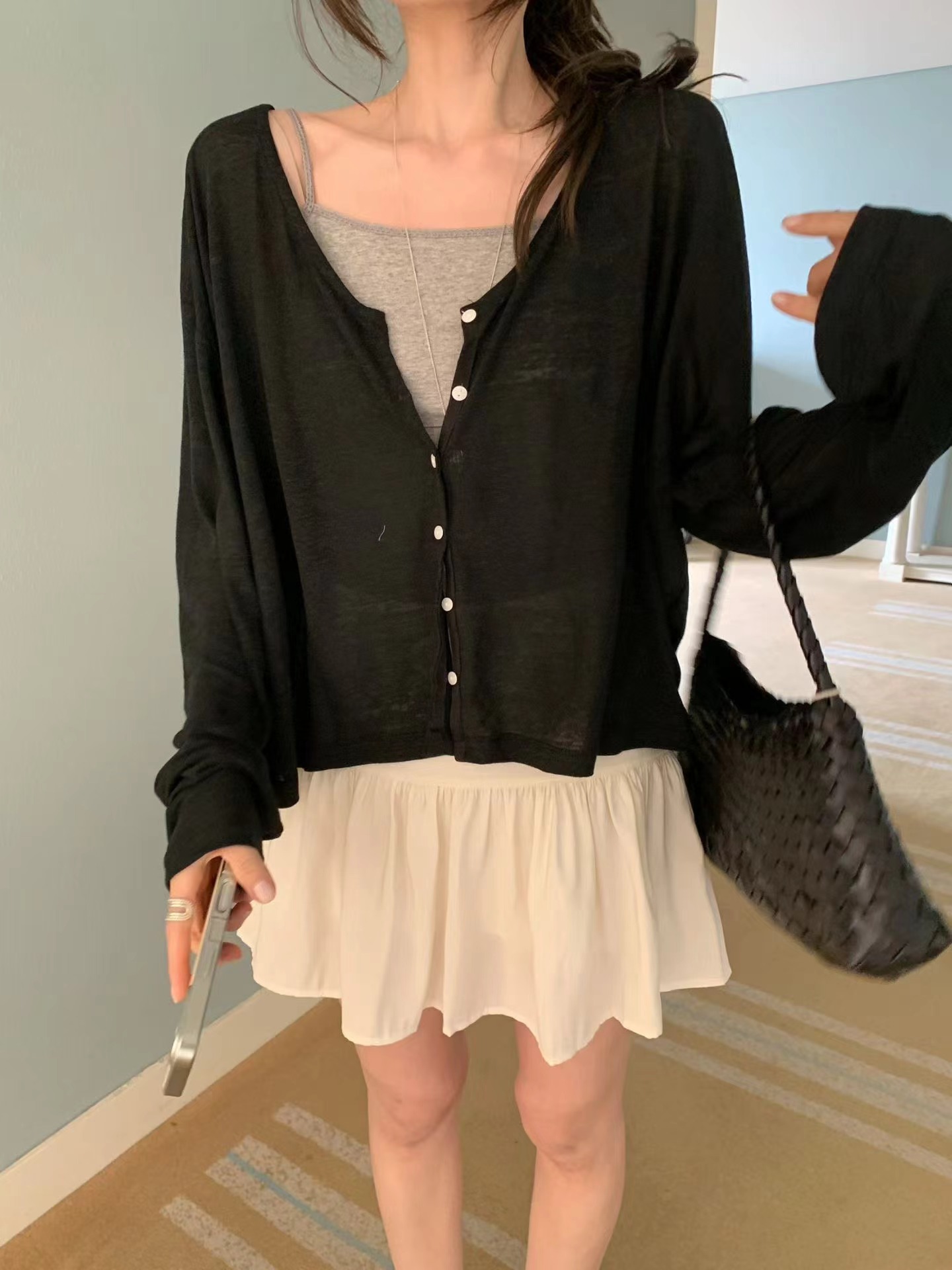 MELLOUNGE-멜라운지-T韓國直郵女士新款時尚長袖T恤不含內搭亞麻布MELLOUNGE-2件起長袖T恤圖色2