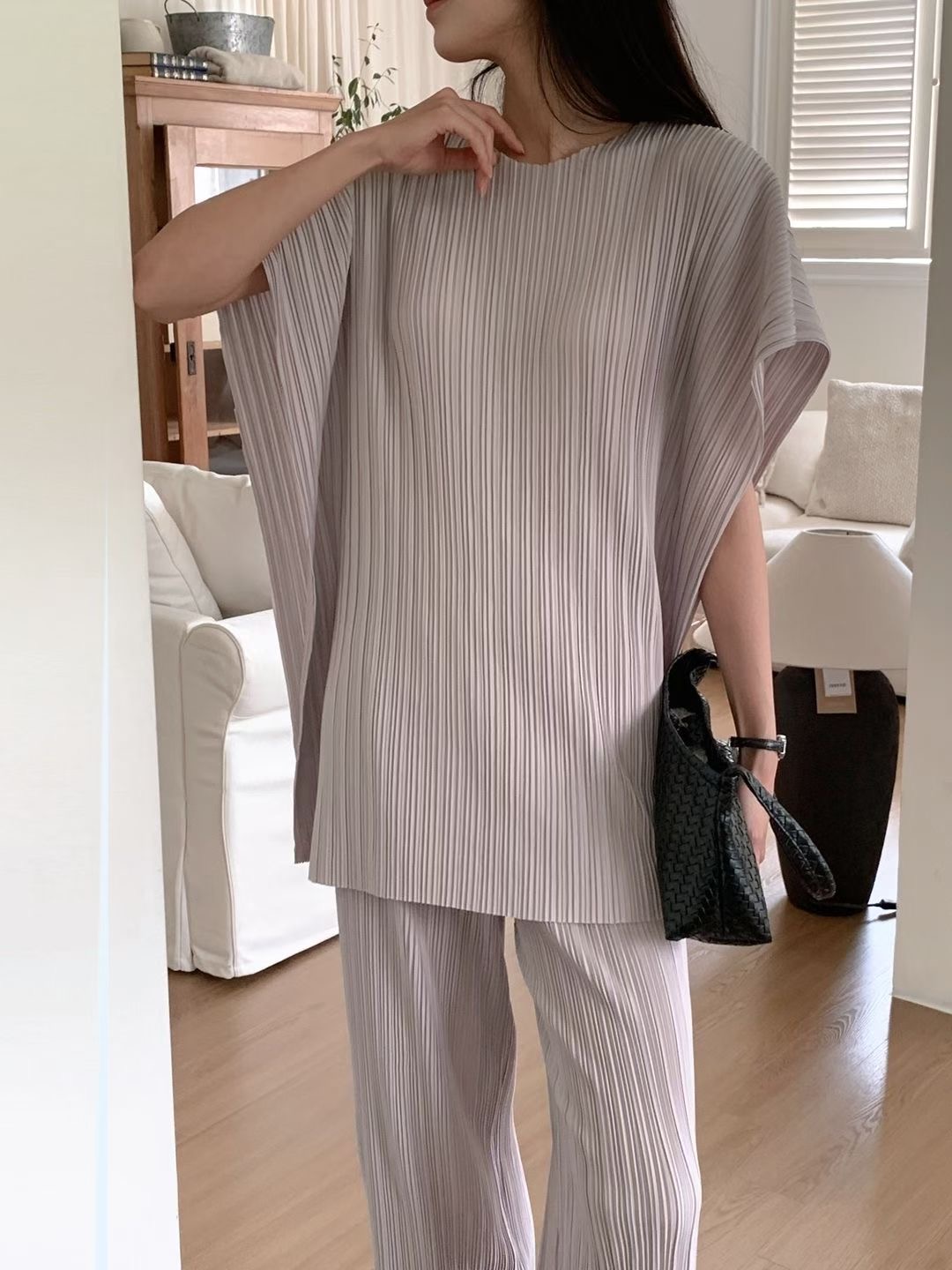 BY LOVE韓國東大門直郵女士新品時尚熱賣休閑套裝腰帶褶裥BY LOVE套裝