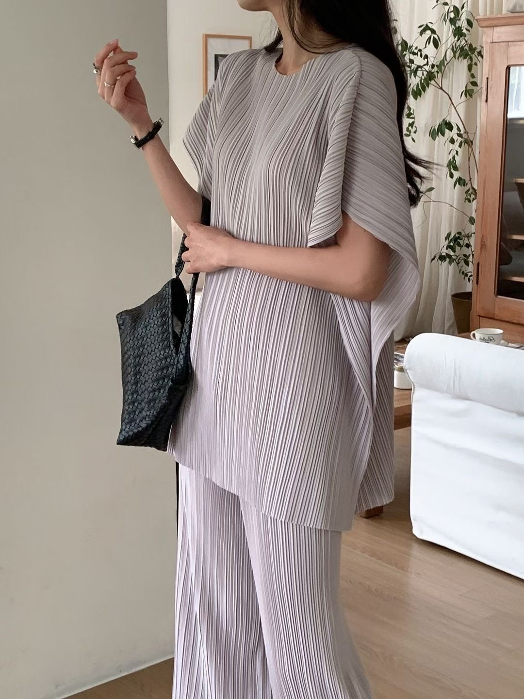 BY LOVE韓國東大門直郵女士新品時尚熱賣休閑套裝腰帶褶裥BY LOVE套裝