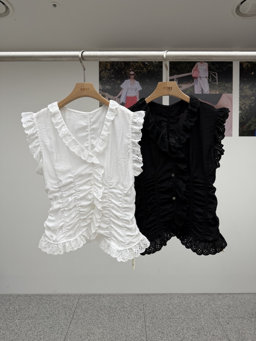 MADE-P韓國東大門代購女裝新品26夏季時尚休閑襯衫蕾絲衫MADE-P襯衫/蕾絲衫