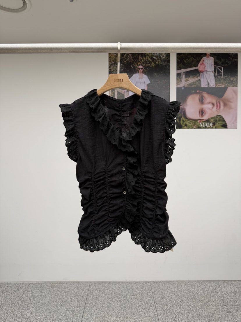 MADE-P韓國東大門代購女裝新品26夏季時尚休閑襯衫蕾絲衫MADE-P襯衫/蕾絲衫圖色2
