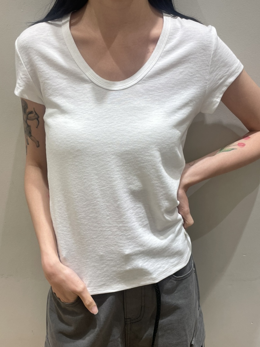 NEOUL東大門實拍韓國女士新品推薦休閑熱賣26夏季時尚T恤NEOUL/ahin雙領標簽T恤圖色3