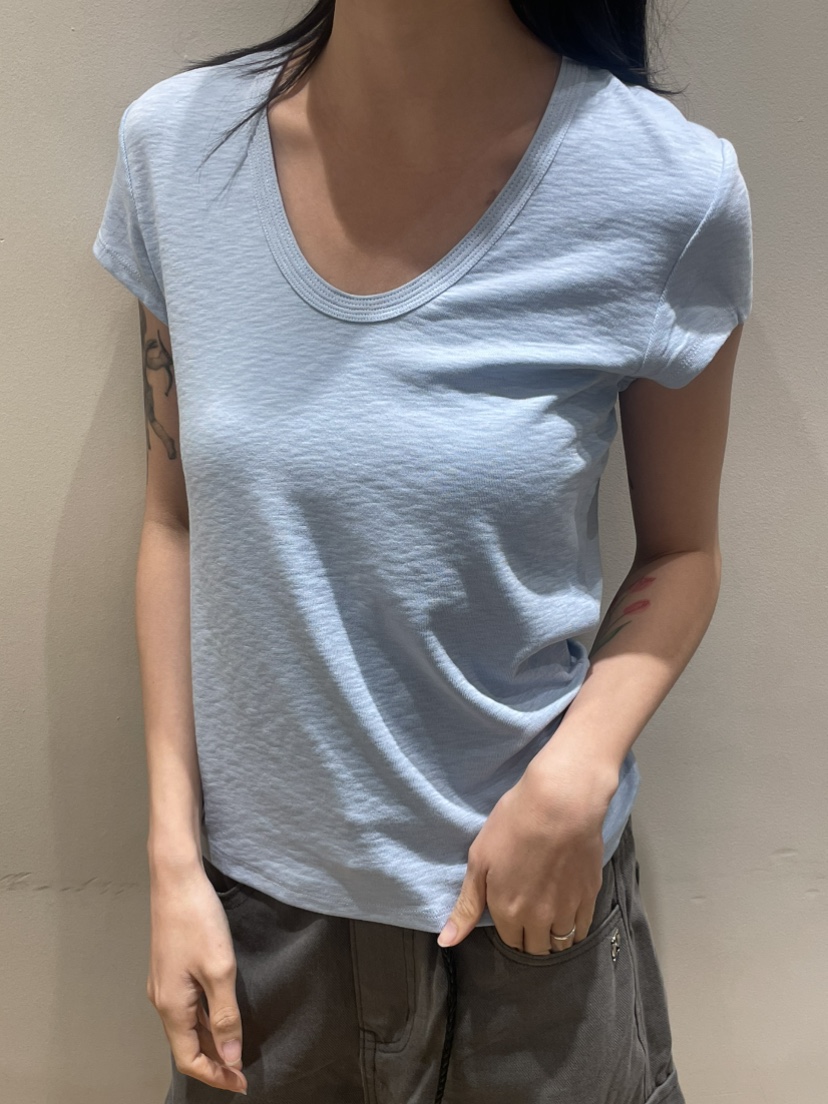 NEOUL東大門實拍韓國女士新品推薦休閑熱賣26夏季時尚T恤NEOUL/ahin雙領標簽T恤圖色6
