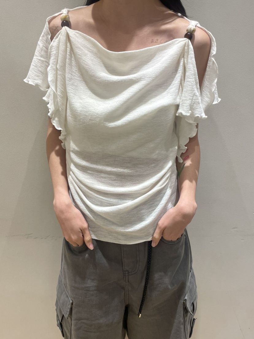 NEOUL韓國直郵實拍女裝新品26夏季熱賣時尚推薦休閑針織衫NEOUL/ahin雙領標簽針織衫