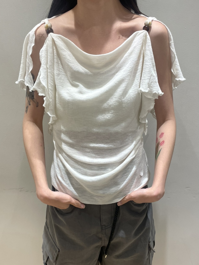 NEOUL韓國直郵實拍女裝新品26夏季熱賣時尚推薦休閑針織衫NEOUL/ahin雙領標簽針織衫