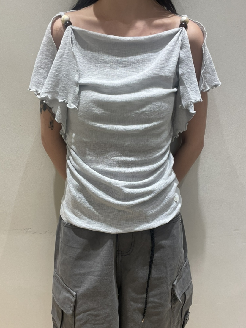 NEOUL韓國直郵實拍女裝新品26夏季熱賣時尚推薦休閑針織衫NEOUL/ahin雙領標簽針織衫