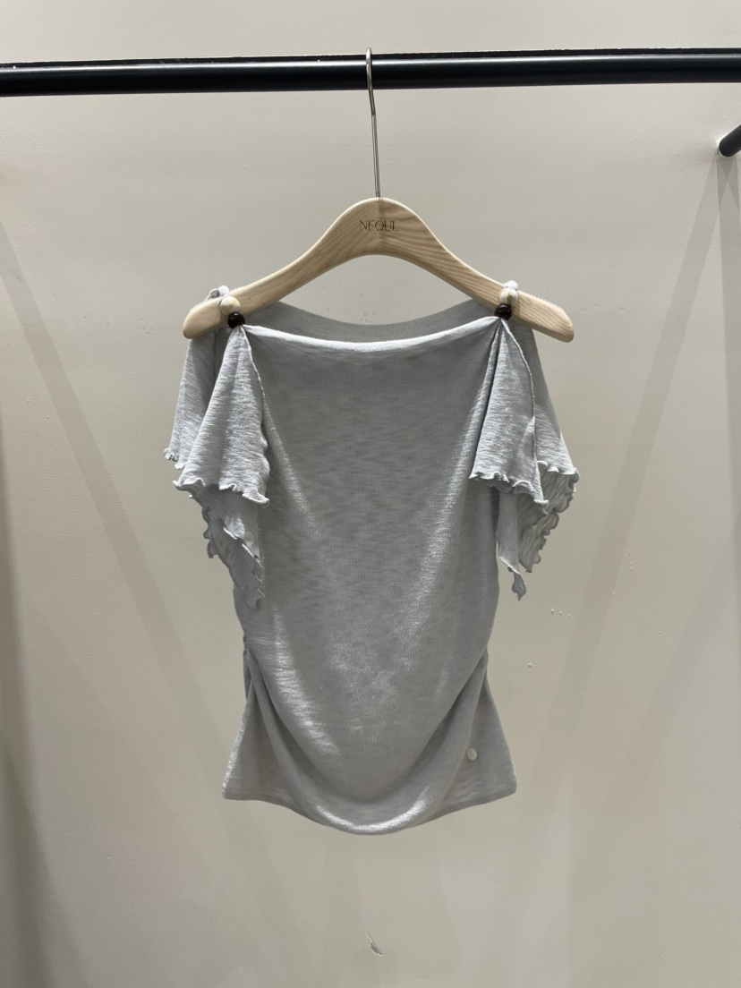 NEOUL韓國直郵實拍女裝新品26夏季熱賣時尚推薦休閑針織衫NEOUL/ahin雙領標簽針織衫