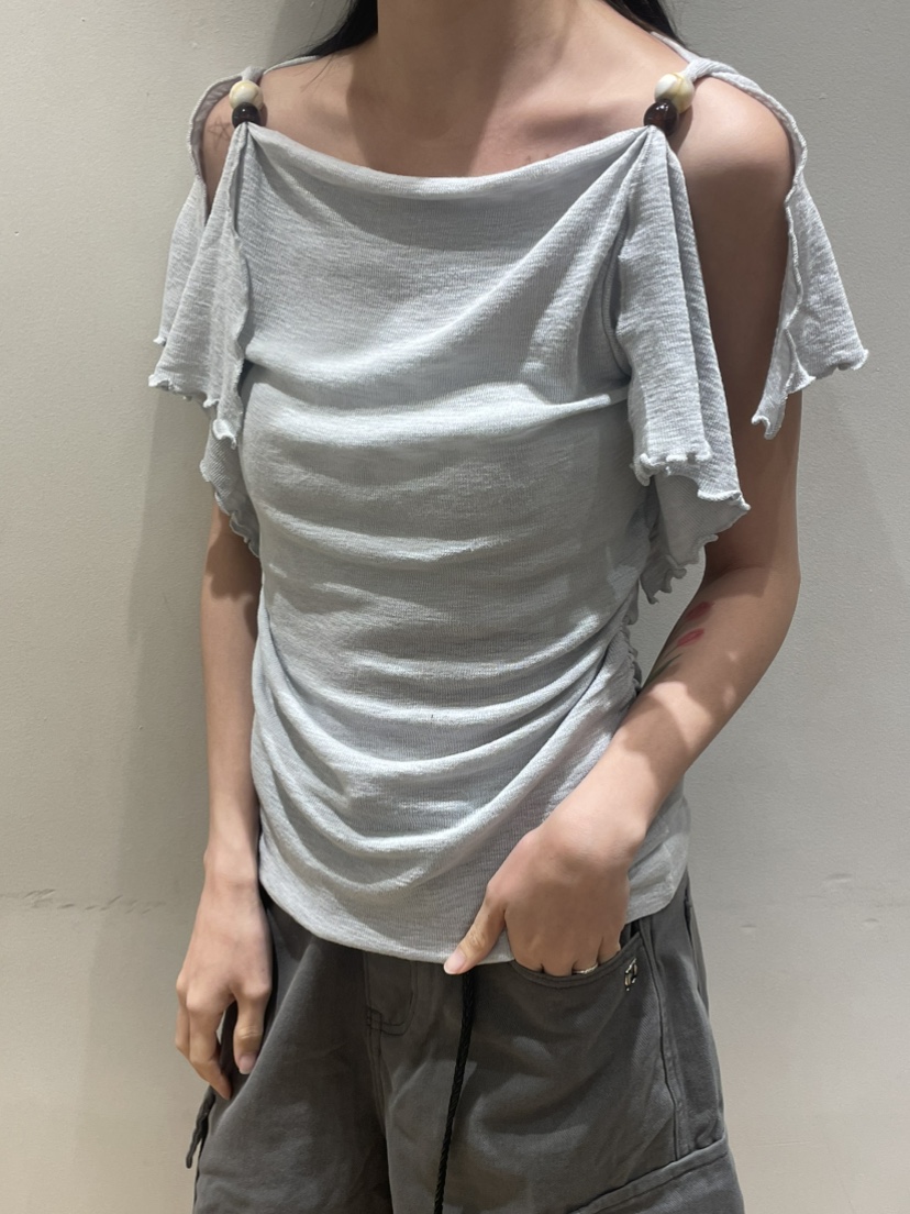 NEOUL韓國直郵實拍女裝新品26夏季熱賣時尚推薦休閑針織衫NEOUL/ahin雙領標簽針織衫圖色2