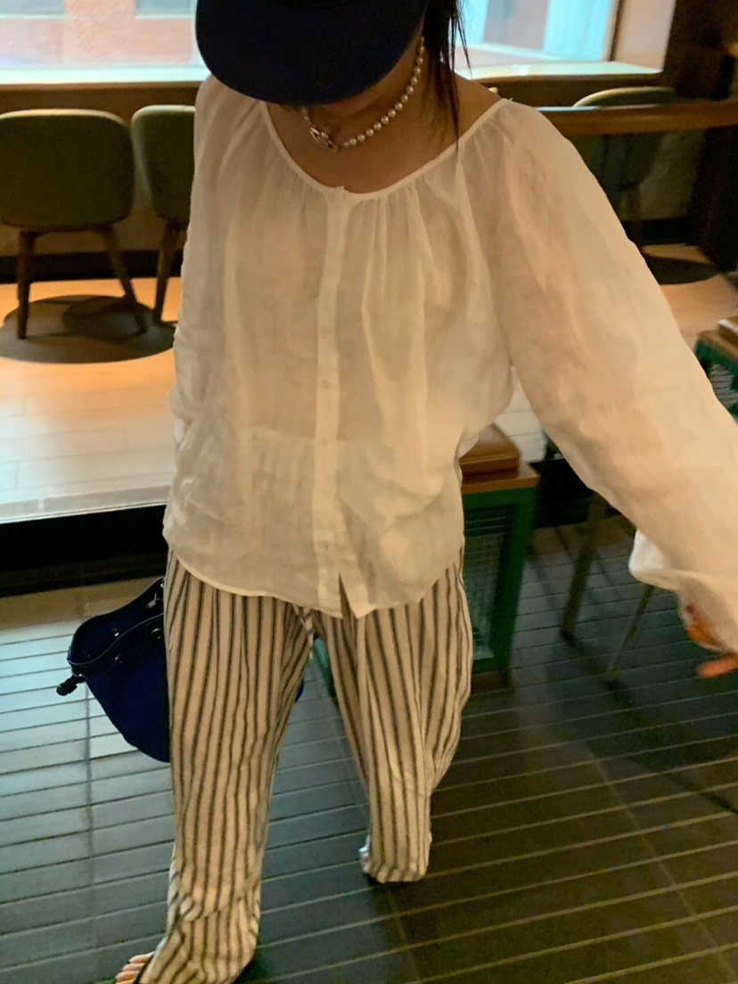 LIKEVAM韓國直郵女裝新品人氣時尚26夏季襯衫蕾絲衫泡泡袖亞麻LIKEVAM襯衫/蕾絲衫