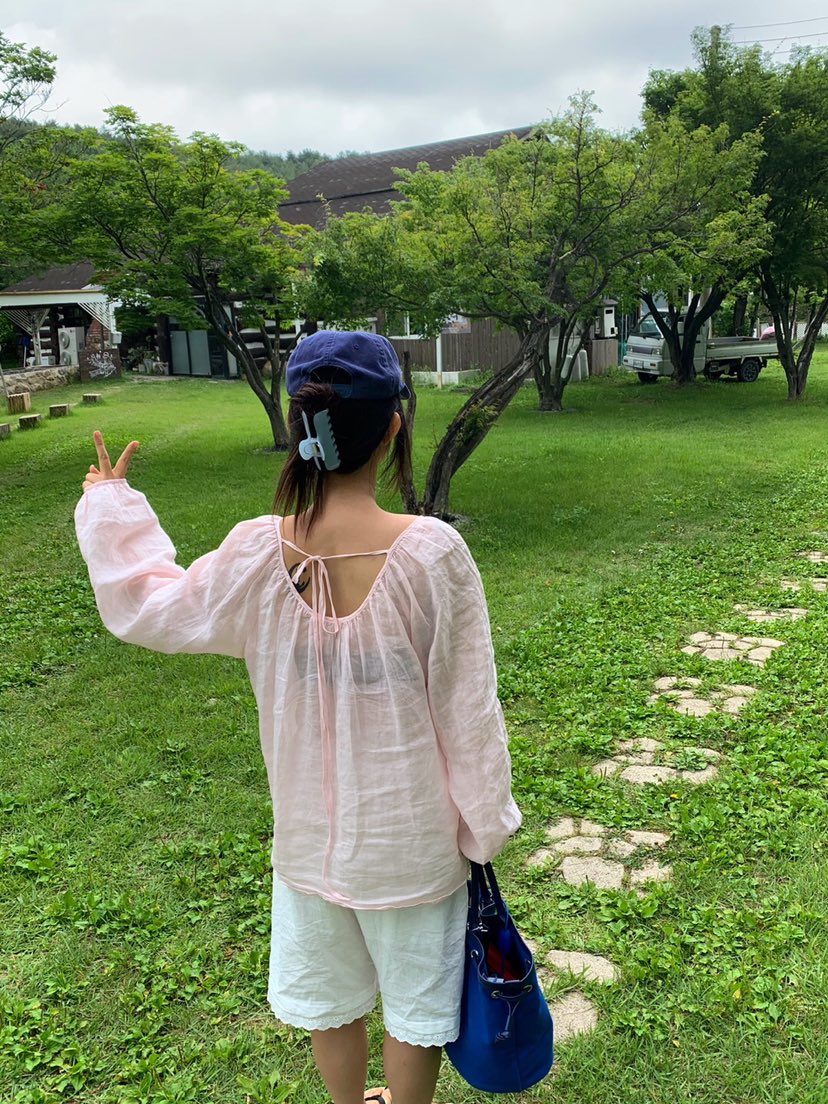 LIKEVAM韓國直郵女裝新品人氣時尚26夏季襯衫蕾絲衫泡泡袖亞麻LIKEVAM襯衫/蕾絲衫