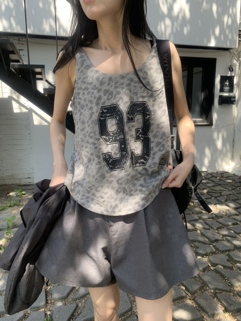 LE AVE韓國直郵實拍女士新款休閑時尚熱賣吊帶背心豹紋無袖LE AVE吊帶/背心