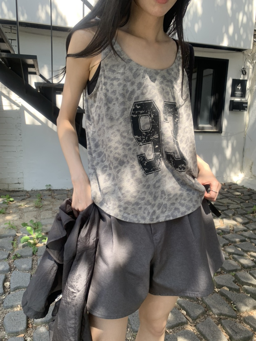 LE AVE韓國直郵實拍女士新款休閑時尚熱賣吊帶背心豹紋無袖LE AVE吊帶/背心