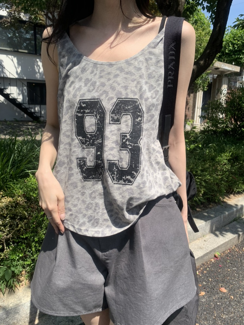 LE AVE韓國直郵實拍女士新款休閑時尚熱賣吊帶背心豹紋無袖LE AVE吊帶/背心