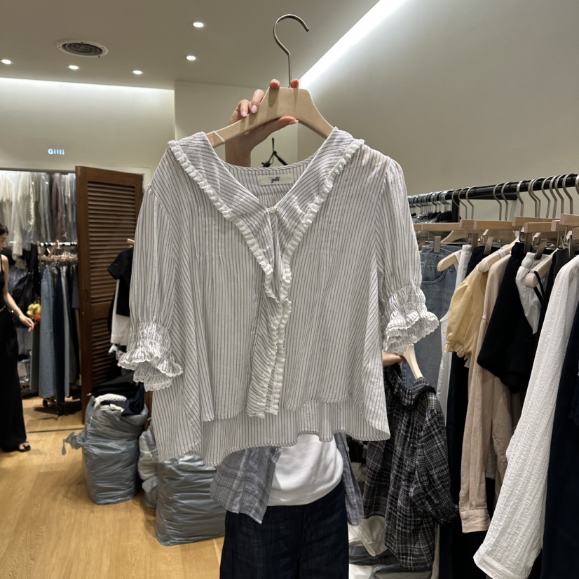 GILLI東大門實拍韓國女裝新品時尚休閑推薦熱賣襯衫蕾絲衫GILLI襯衫/蕾絲衫圖色1