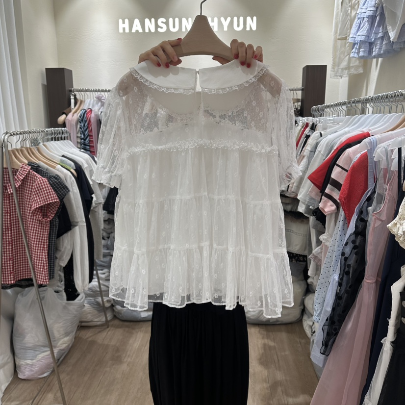 HANSUNGHYUN韓國直郵女裝新品推薦熱賣休閑襯衫蕾絲衫蕾絲HANSUNGHYUN襯衫/蕾絲衫
