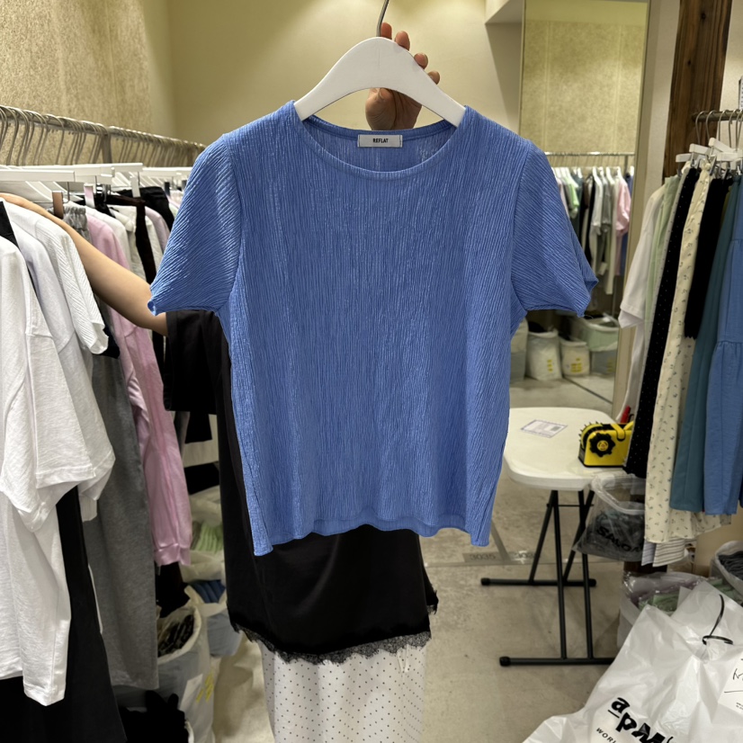 REFLAT韓國代購女裝新款熱賣推薦26夏季人氣時尚休閑T恤褶皺REFLATT恤圖色2