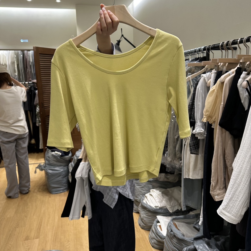 GILLI韓國代購女裝新品熱賣26夏季推薦時尚人氣休閑T恤U領GILLIT恤圖色4