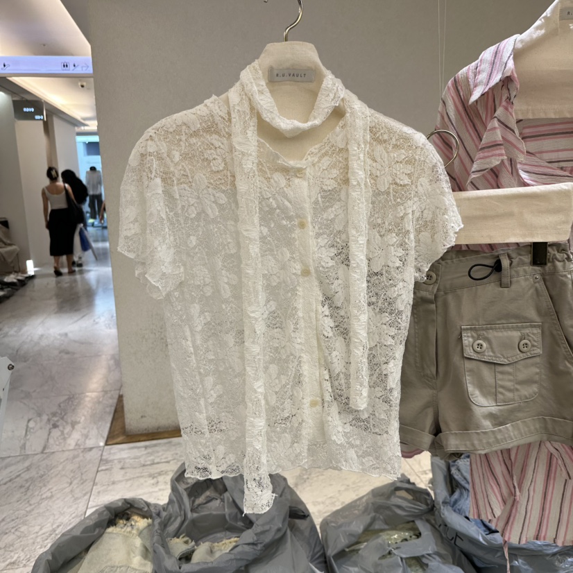VAULT韓國東大門代購女士新品人氣休閑襯衫蕾絲衫含圍巾開衫VAULT襯衫/蕾絲衫圖色2