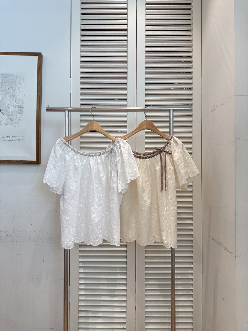 FAVE-L韓國東大門直郵女裝新品休閑推薦26夏季襯衫蕾絲衫刺繡FAVE-L襯衫/蕾絲衫
