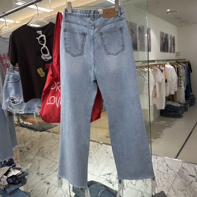 TOPDRESSING韓國東大門代購女士新品熱賣推薦休閑牛仔褲做舊TOPDRESSING牛仔褲