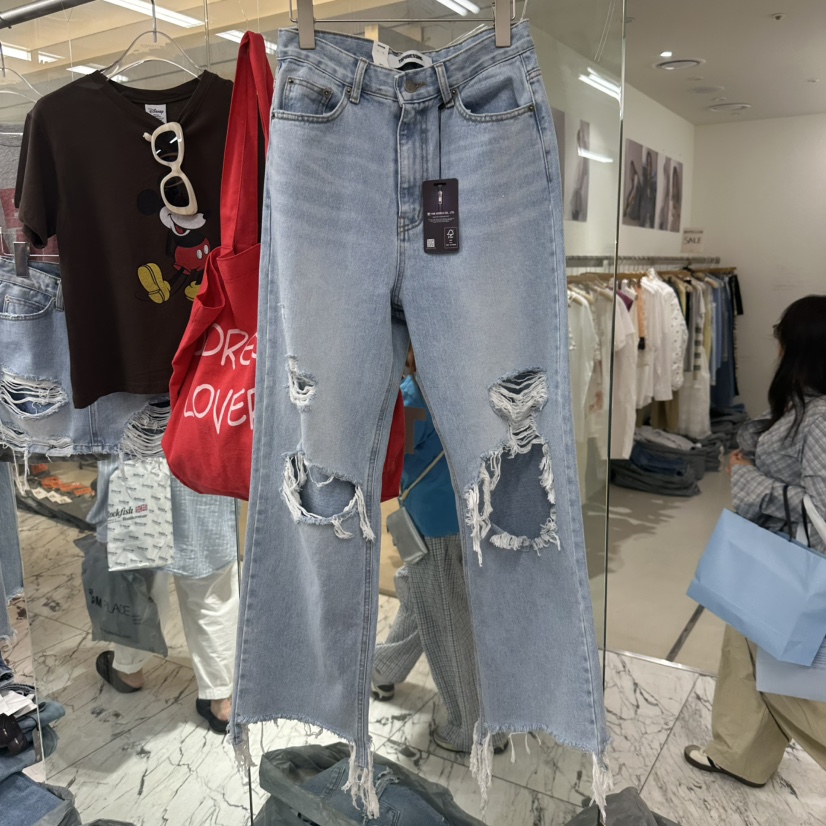 TOPDRESSING韓國東大門代購女士新品熱賣推薦休閑牛仔褲做舊TOPDRESSING牛仔褲圖色1
