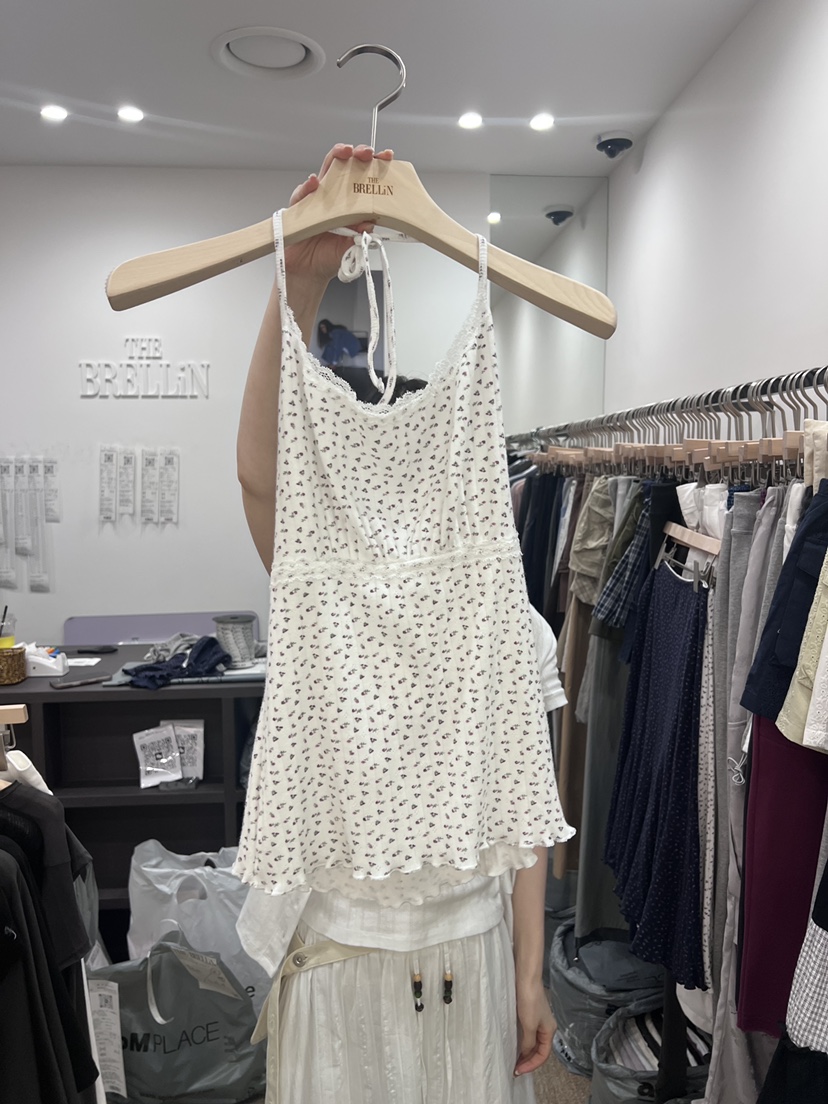 BRELLIN東大門實拍韓國女士新品休閑吊帶背心小花露背無袖BRELLIN吊帶/背心圖色1