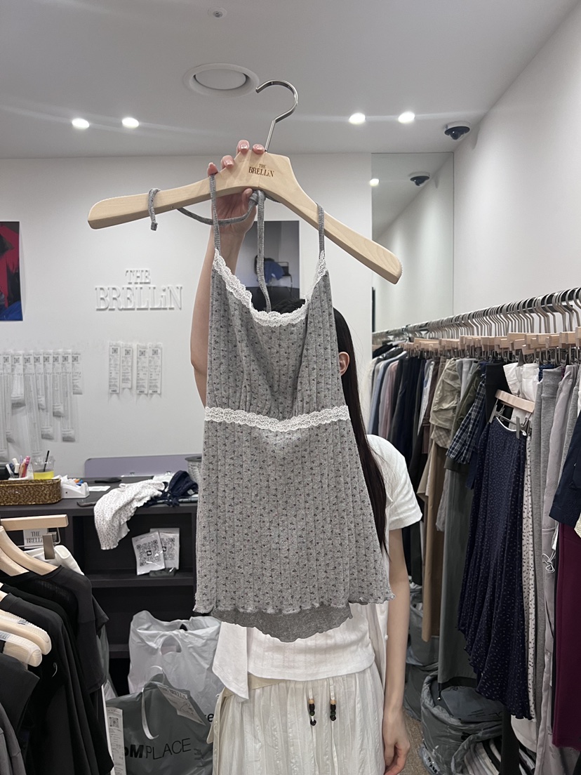BRELLIN東大門實拍韓國女士新品休閑吊帶背心小花露背無袖BRELLIN吊帶/背心圖色2