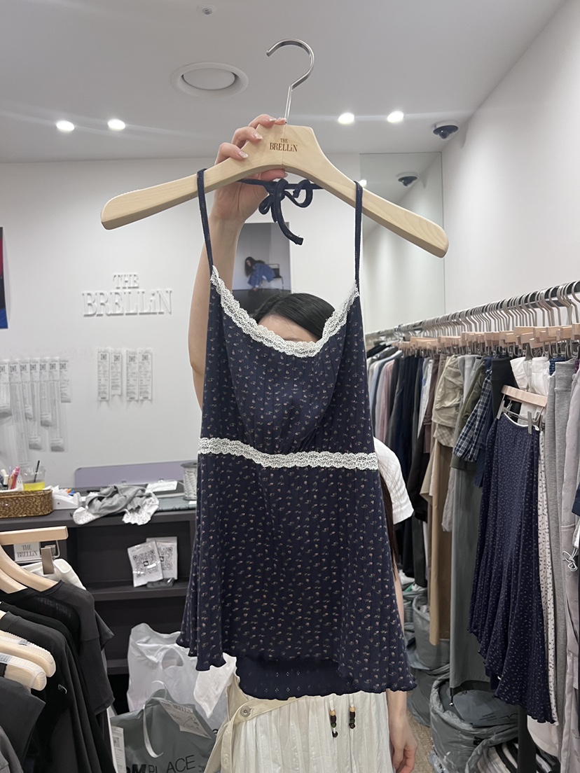 BRELLIN東大門實拍韓國女士新品休閑吊帶背心小花露背無袖BRELLIN吊帶/背心圖色3