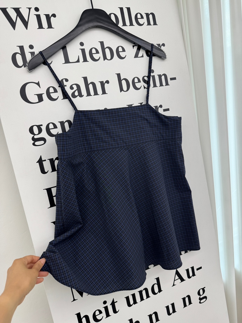 RED-A韓國東大門代購女裝新品26夏季熱賣休閑吊帶背心格子RED-A吊帶/背心圖色2