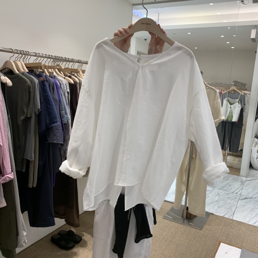 SELF SERVICE韓國直郵實拍女士新品推薦襯衫蕾絲衫亞麻布SELF SERVICE襯衫/蕾絲衫圖色3