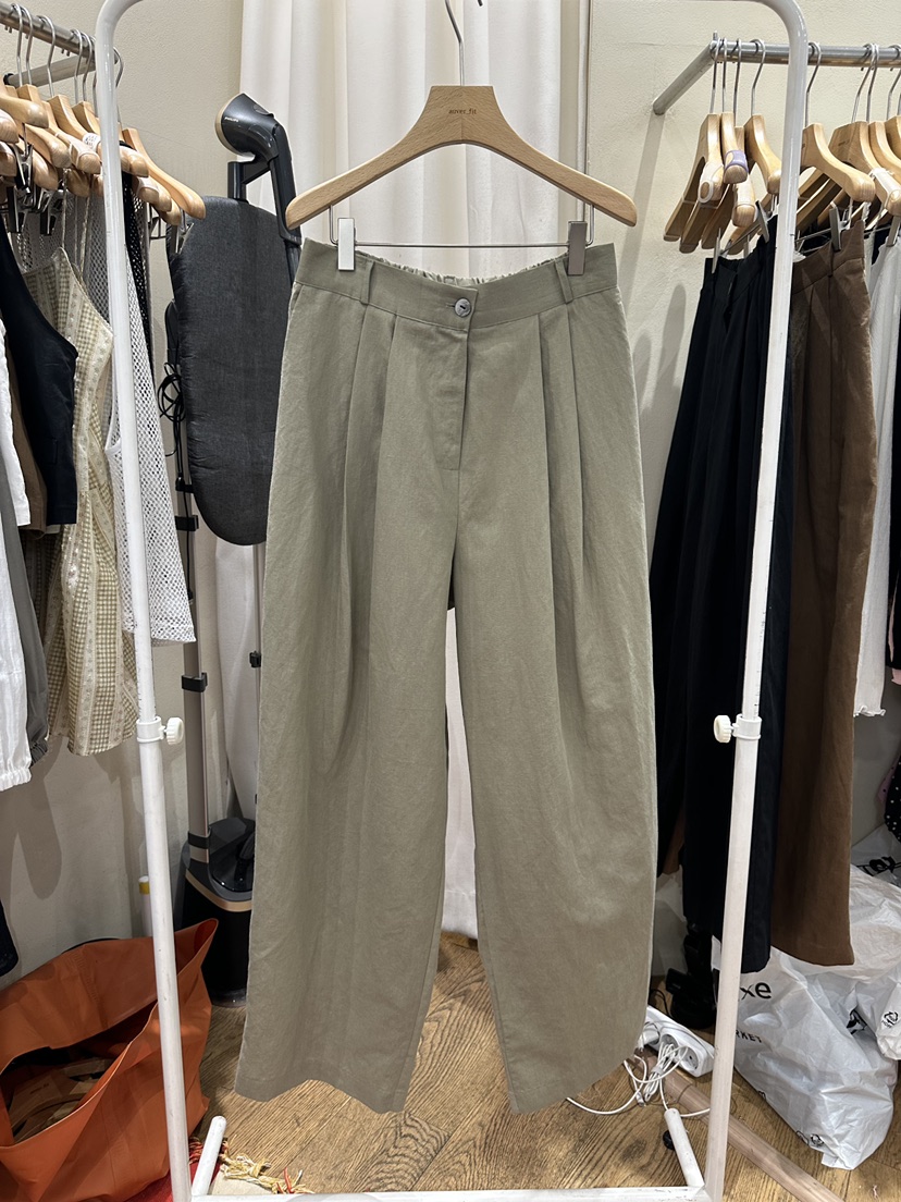 AUVERFIT東大門實拍韓國女士新品26夏季推薦休閑休閑褲亞麻AUVERFIT休閑褲圖色1