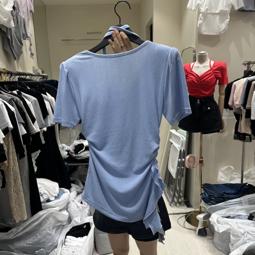 MONOPOLY韓國直郵實拍女裝新品人氣時尚推薦熱賣26夏季T恤含繩MONO_POLYT恤
