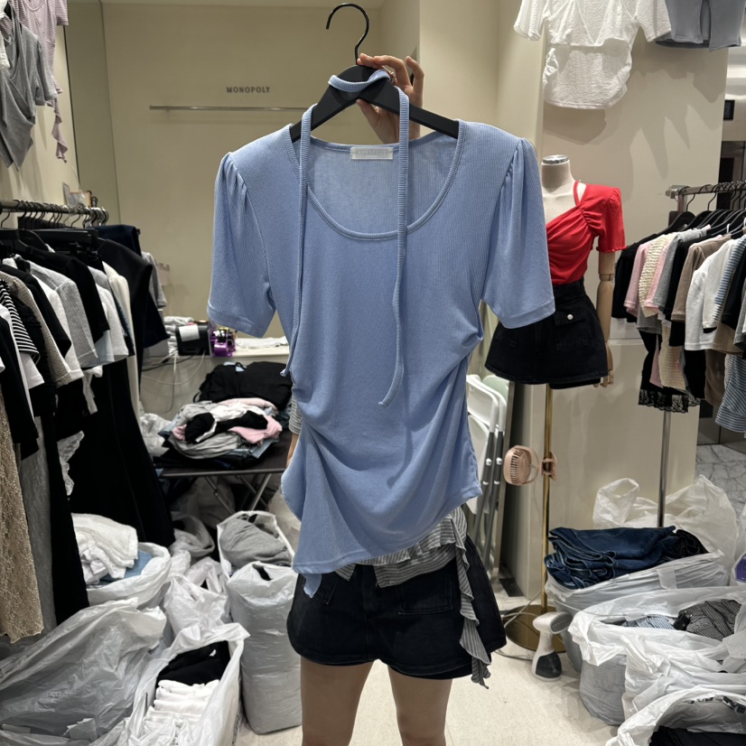 MONOPOLY韓國直郵實拍女裝新品人氣時尚推薦熱賣26夏季T恤含繩MONO_POLYT恤圖色1