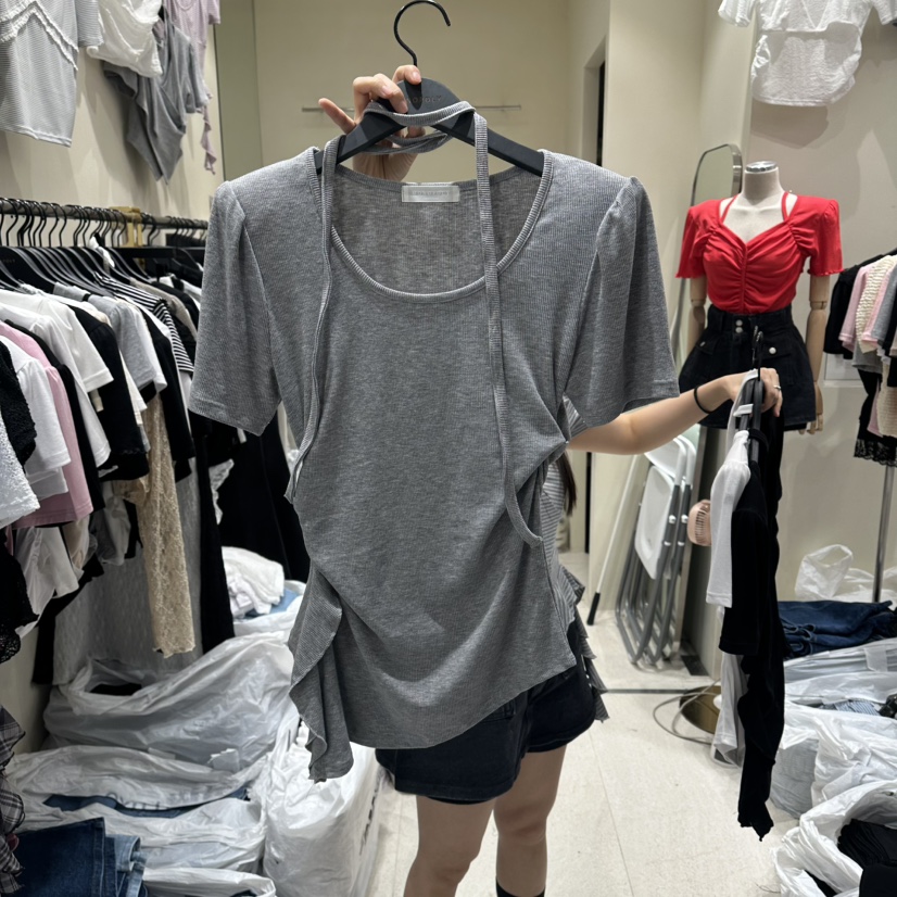 MONOPOLY韓國直郵實拍女裝新品人氣時尚推薦熱賣26夏季T恤含繩MONO_POLYT恤圖色3