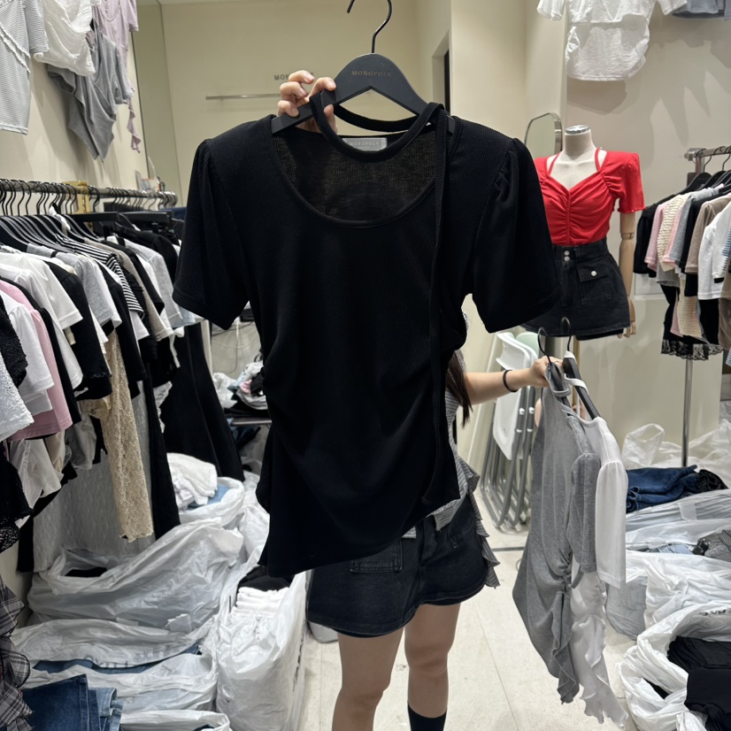 MONOPOLY韓國直郵實拍女裝新品人氣時尚推薦熱賣26夏季T恤含繩MONO_POLYT恤圖色4