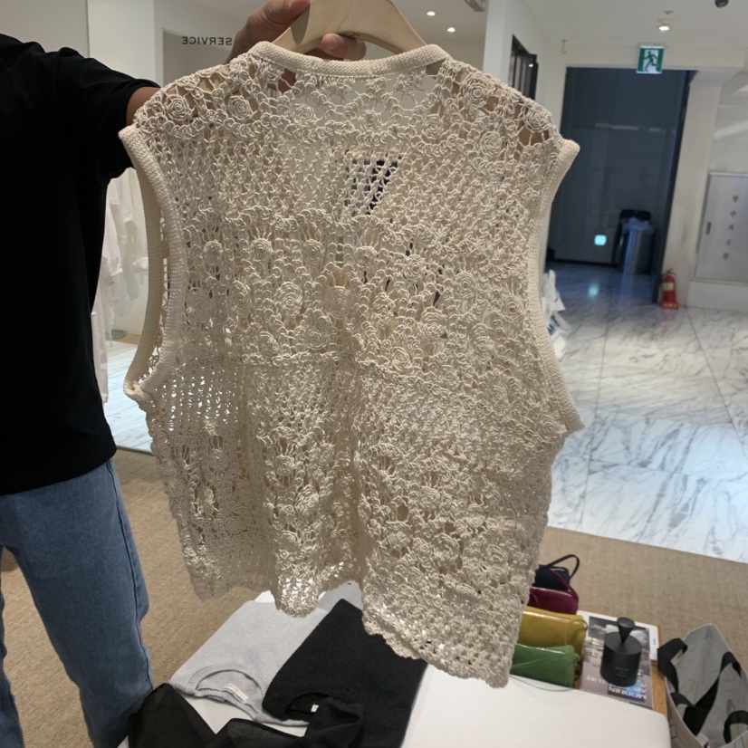 SELF SERVICE韓國直郵女士新款休閑時尚26夏季馬甲鉤針編織SELF SERVICE馬甲